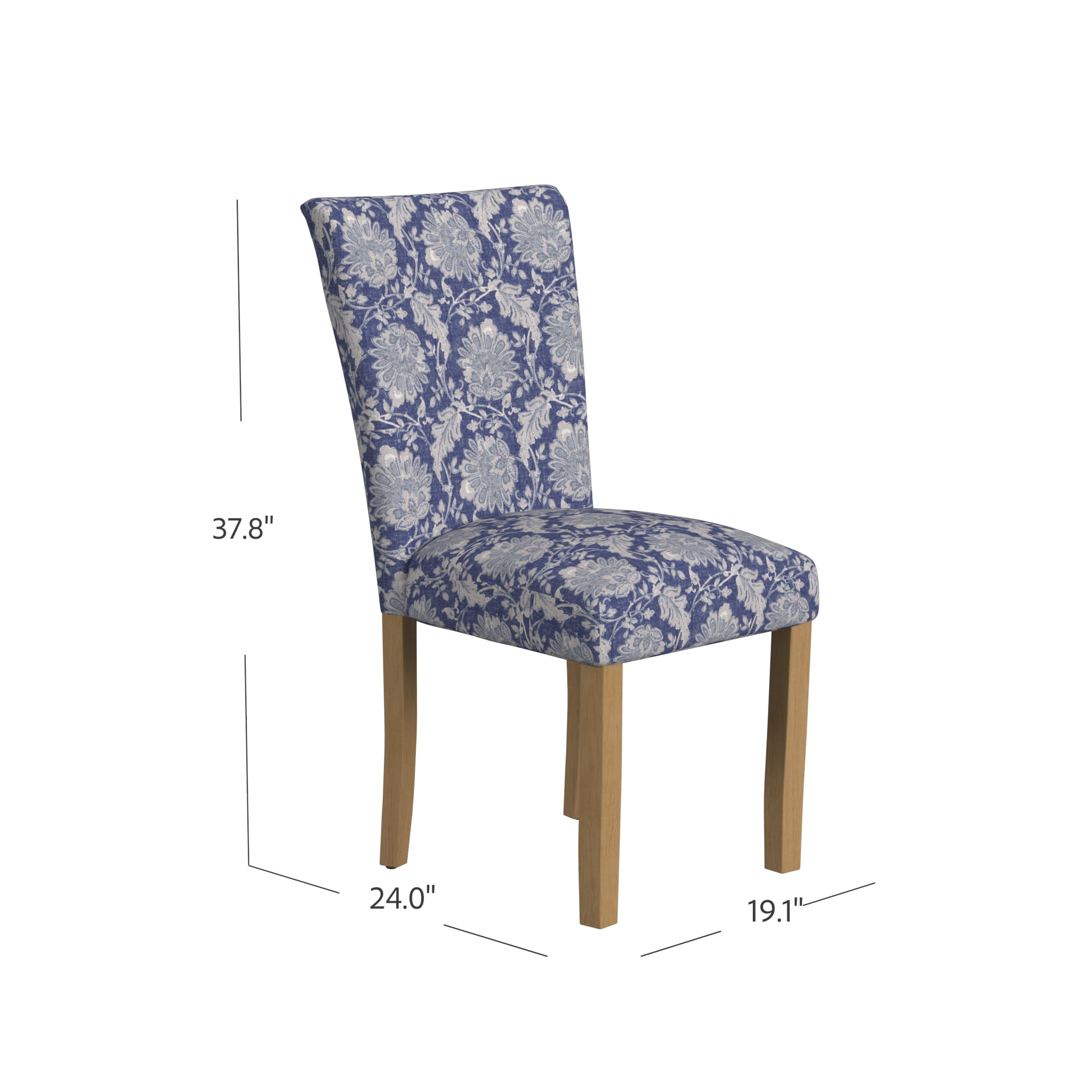HomePop Classic Parsons Dining Chair, Set of 2, Denim Jacobean Print