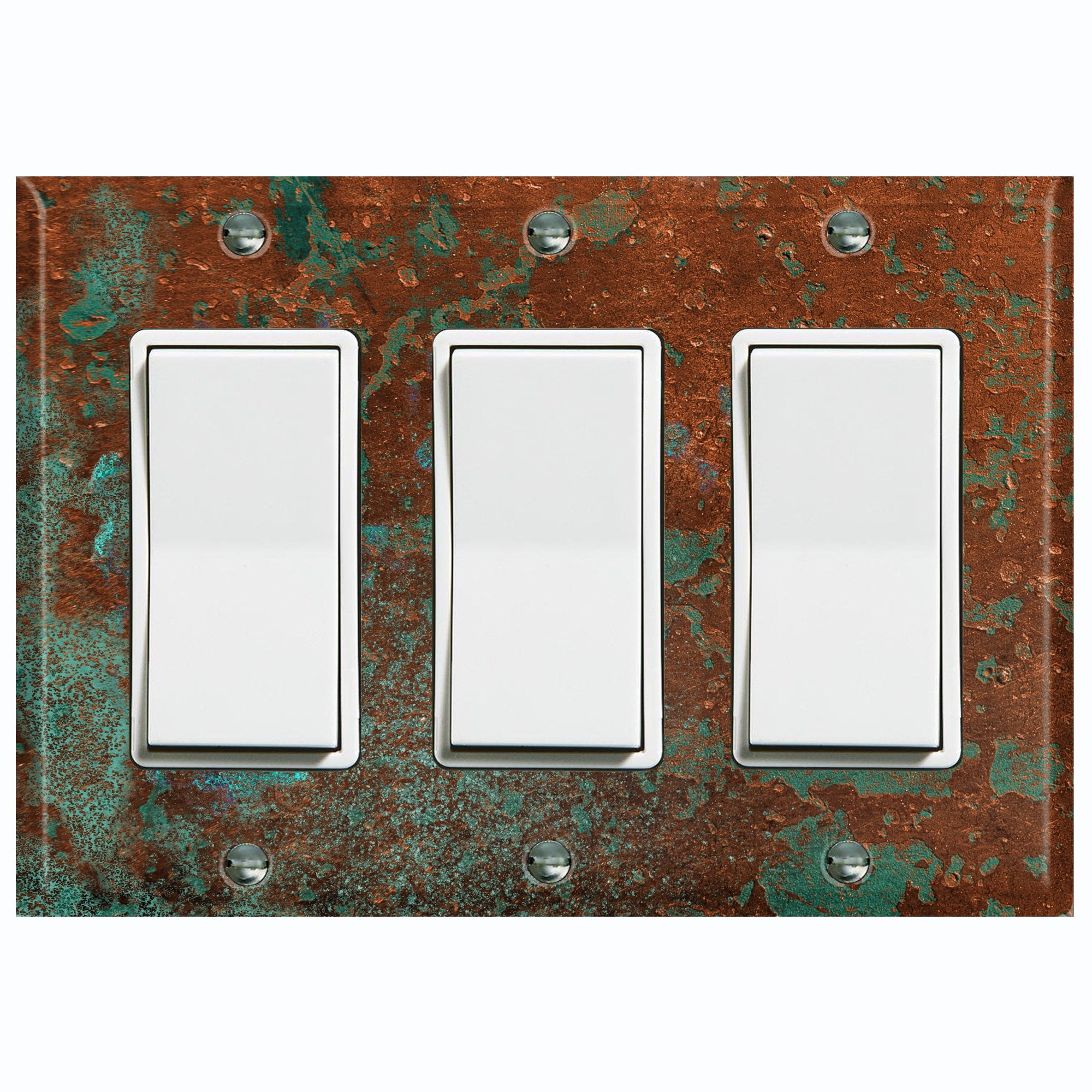 Metal Light Switch Cover Wall Plate MET020 Image of Rustic Aged Copper Patina 