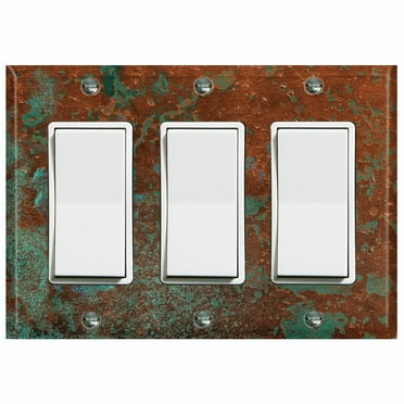 Metal Light Switch Plate Outlet Cover Image of Copper Patina MET020