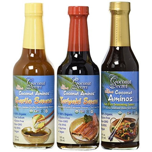 Coconut Secret Coconut Aminos Teriyaki Sauce, Garlic Sauce, and Aminos (Bundle) (2Pack of 3