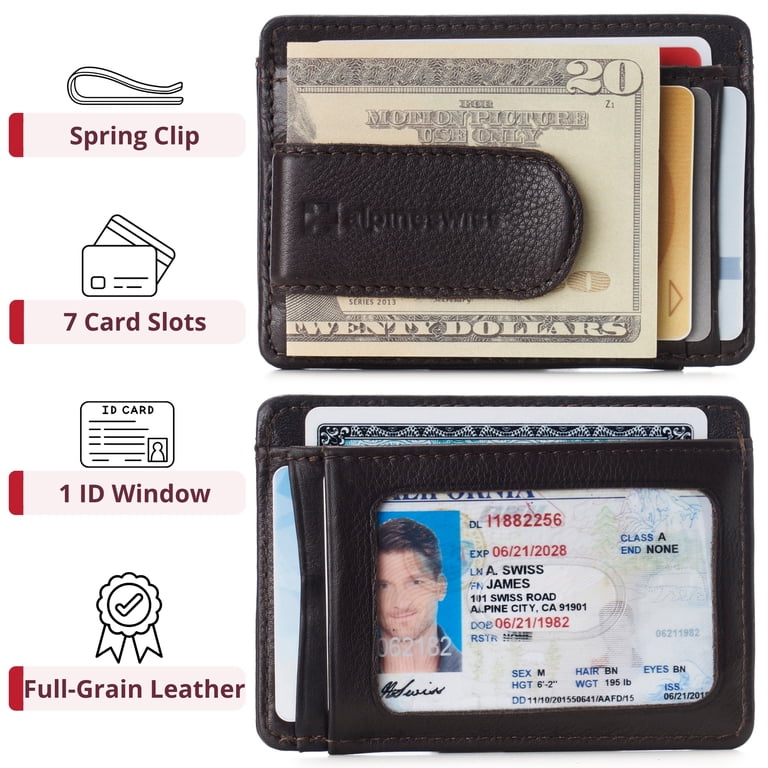 Alpine Swiss Men's Spring Money Clip Wallet, Brown photo 2