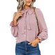 thumbnail image 1 of Blusa Ticfox Puff Manga Larga Puño Elástico Pajarita Un Solo Pecho Elegante Rosa Oscuro M, 1 of 12