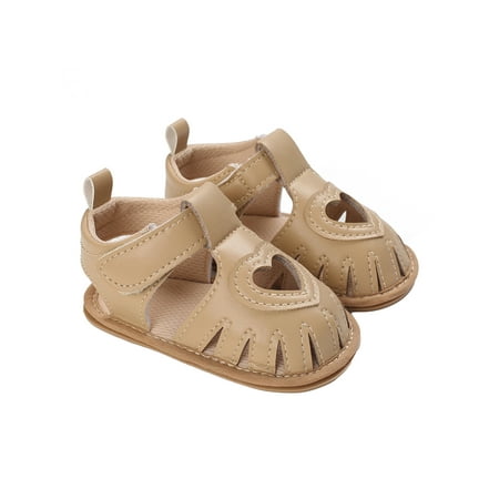 

Eyicmarn Toddler Baby Summer Sandals Solid Color Heart-shaped Cutout Soft Sole Girls Boy Beach Sandals