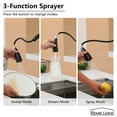 thumbnail image 5 of Boyel Living Kitchen Faucet with Pull Down Sprayer,3 Spray Patterns Single Handle Kitchen Sink Faucets Extended Pull Down Hose Faucets with Deck Plate Suit to 1 or 3 Holes Matte Black, 5 of 11