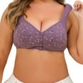 thumbnail image 5 of Plus Size Women's Front Closure Bras - Floral Comfort Breathable U-Back Design Brs with Wide Adjustable Straps, No Underwire & No Padding One-Piece Everyday Bras, XL-7XL, 5 of 8