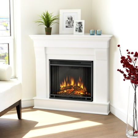 Chateau Corner Electric Fireplace In White By Real Flame Walmart Com