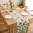 thumbnail image 3 of St. Patrick's Day Table Runner - 108 Inch Long, Kitchen Dining Table Runner Dresser Scarves, Spring Green Shamrock Botanical Beige Farmhouse Decor for Coffee Tables Wedding Party Banquet, 3 of 8