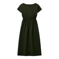 thumbnail image 4 of ClodeEU Women's Round Neck Short Sleeve Tunic Midi Dress,Casual Flowy Dress with Pockets Army Green,Women's Plus L, 4 of 8