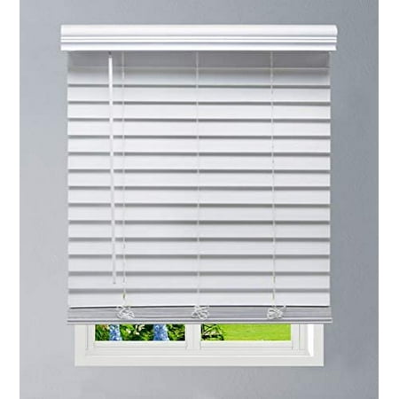 

cordless faux wood blind white 46 w x 60 h outside mount