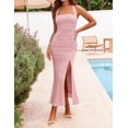 thumbnail image 4 of Merokeety womens 2026 summer sleeveless halter backless ruched slit maxi formal dress pink m, 4 of 4