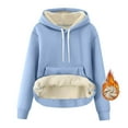 thumbnail image 6 of Women's Sherpa Fleece Lined Hoodie Winter Warm Thermal Heavyweight Plain Pullover Thicken Sweatshirt Tops with Pockets, 6 of 6