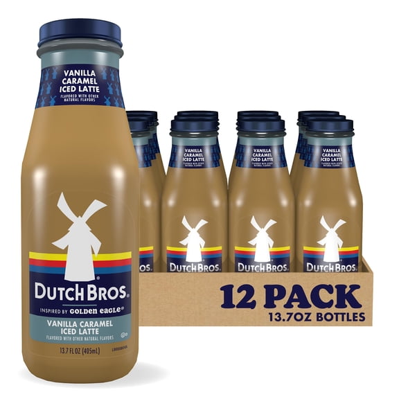Dutch Bros Vanilla Caramel Iced Latte, 13.7 Fl Oz Bottles (Pack of 12) VT2