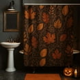 thumbnail image 4 of Autumn Leaves Shower Curtain, Fall Foliage Bathroom Decor with Dark Brown & Orange Leaf Pattern, Autumn Cozy Home Decor, Floral Bath Decor, 4 of 5