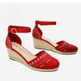 thumbnail image 2 of Dream Pairs Women's Comfort Wedge Espadrilles Sandals Ankle Strap Close Toe Platform Shoes Amanda-2 Red Size 9, 2 of 5