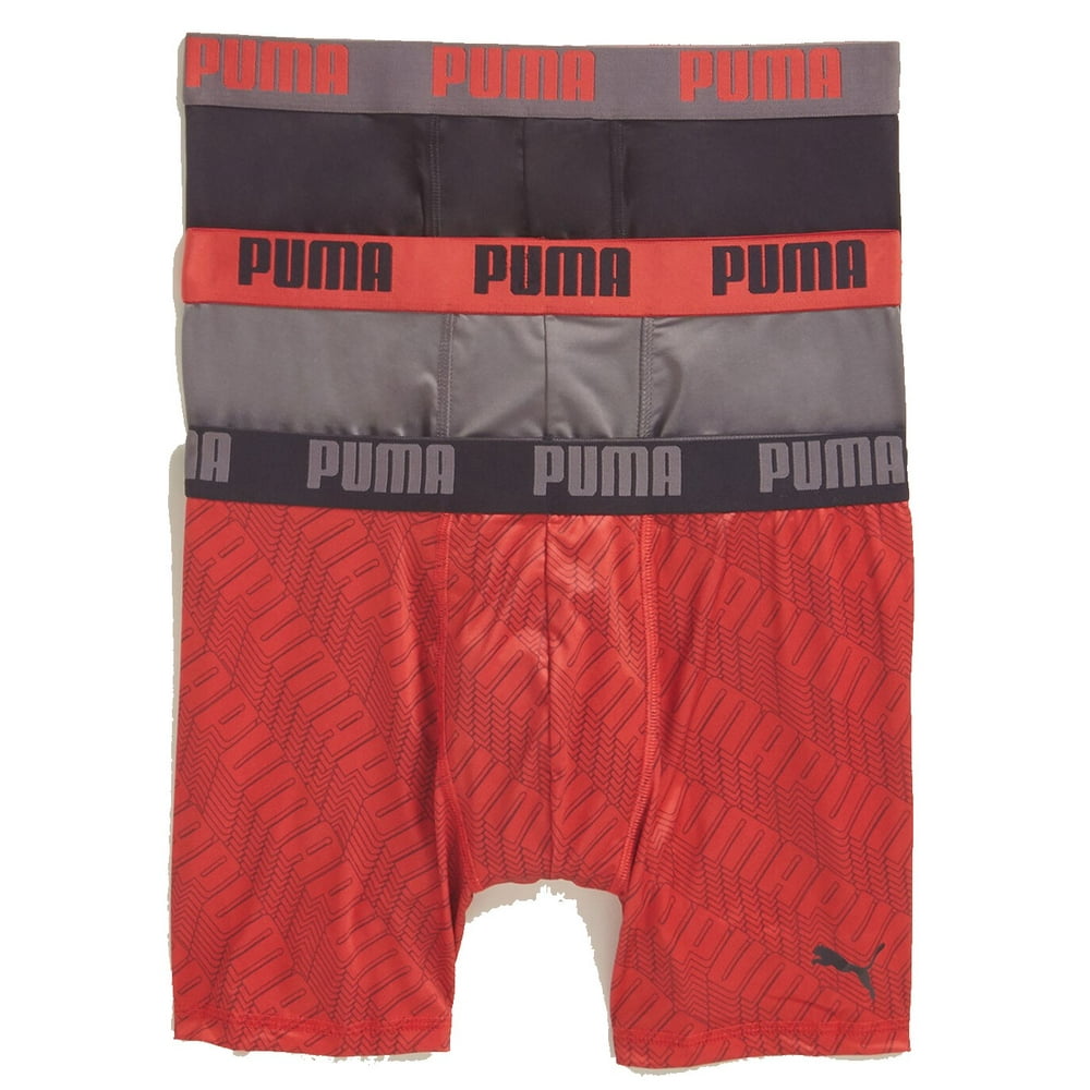 PUMA PUMA MEN'S 3 PACK PHG RED MEDIUM BOXER BRIEF UNDERWEAR
