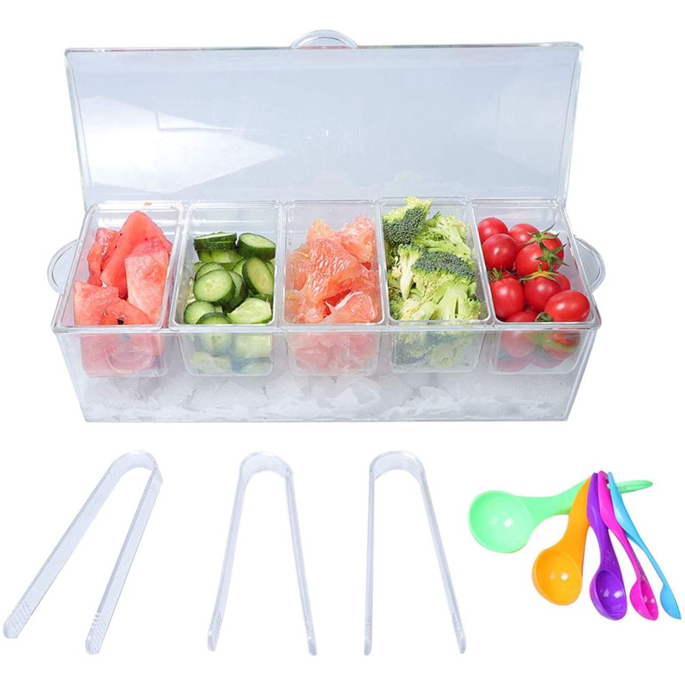 MorTime Ice Chilled Condiment Server with 5 Removable Compartments