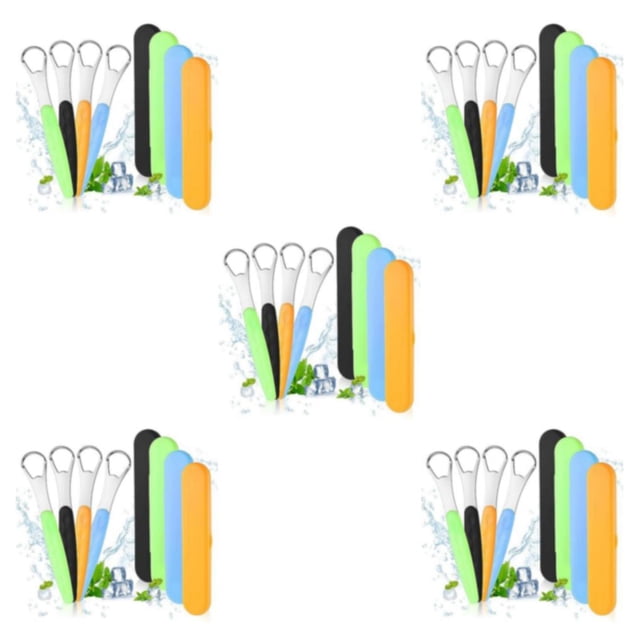 ZheElen Portable Tongue With Protective Case Safe Ingredients Stainless Steel Made Scraper 4pcs 5Set