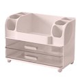 thumbnail image 2 of Makeup Organizer For Vanity Countertop With 2 Large Drawers Spacious Display Cabinet Partitioned Top Compartment 6 Brush Holders Beauty Storage, 2 of 4