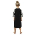 thumbnail image 6 of WBQ Womens Girl Nightgown Crew Neck Knit Long Sleepwear 3/4 Short Sleeve Soft Loungewear Black 6-10Y, 6 of 7