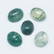 Natural Moss Agate Cabochons Oval