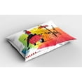 thumbnail image 2 of Ambesonne Retro Pillow Sham 2 Pack, Tower Street Fashion, 30"x20", Orange and Red, 2 of 3