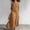 Brown, variant on Womens Linen Look 2 Piece Sets With Sleeveless V Neck Vest And Side Slit Maxi Skirt Featuring Functional Pockets And Solid Color Black S