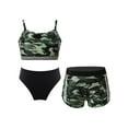 thumbnail image 3 of MSemis Kid Girls 3PCS Printed Tankini Set Swimsuit Swimwear Sleeveless Bathing Suits,Size 8-14 Camouflage Green&Black 10, 3 of 5