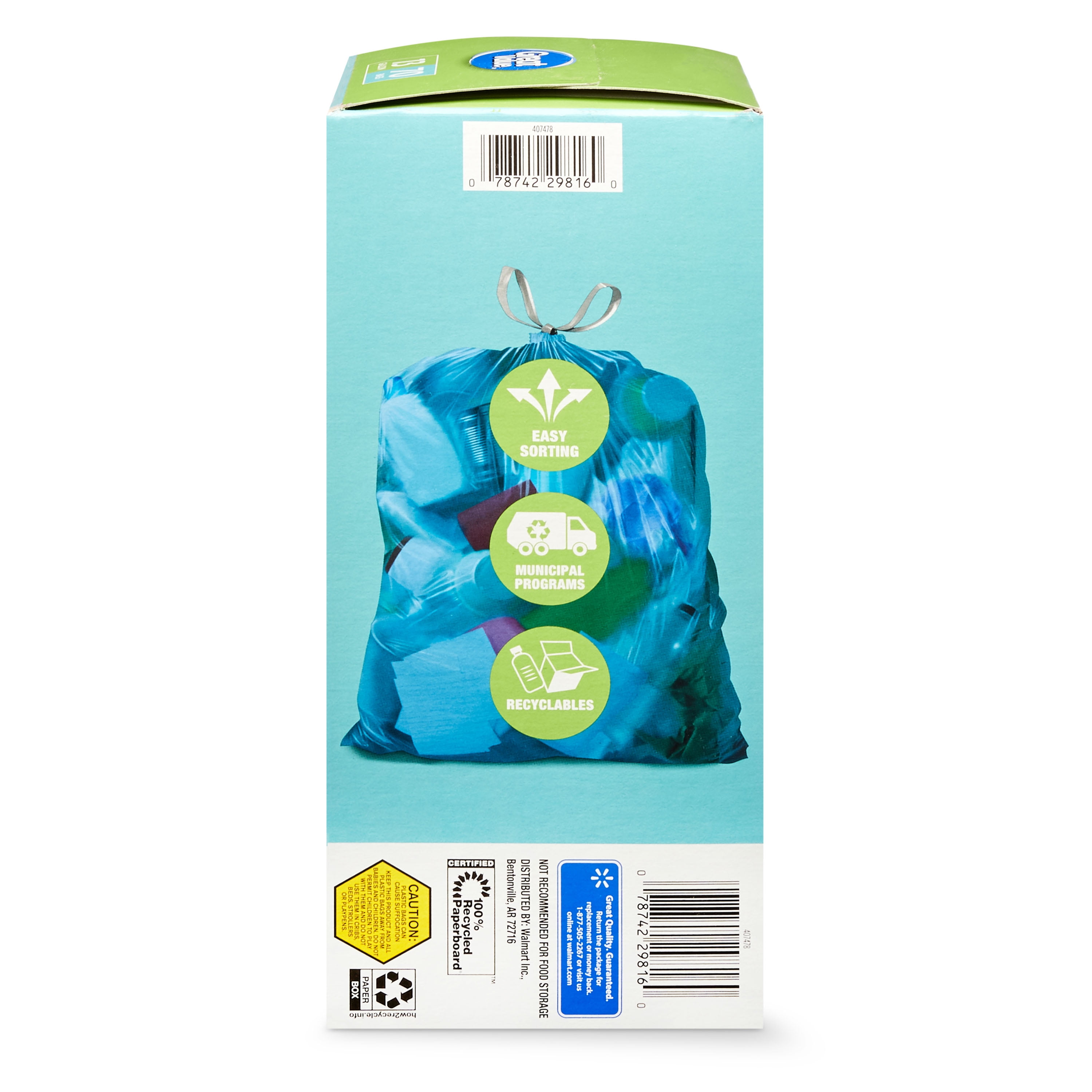 Great Value Blue Recycling Bags Blue 13 Gallon 70 Count 