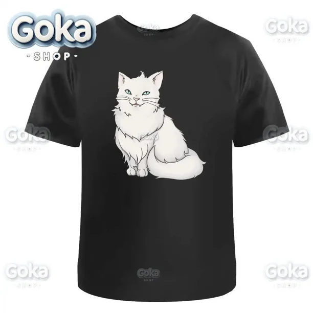 Camisetas con estampado de gato blanco esponjoso ropa para hombre camisetas y camisetas nuevas Camiseta estampada de algodón para mujer ropa Y2K camiseta divertida bonita