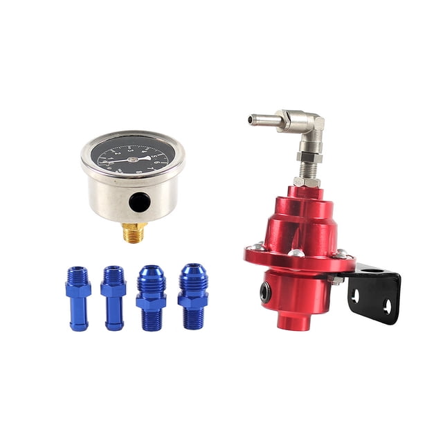 Válvula reguladora de presión de combustible ajustable modificada para automóvil, regulador de presión de refuerzo de combustible de aleación de aluminio con manómetro