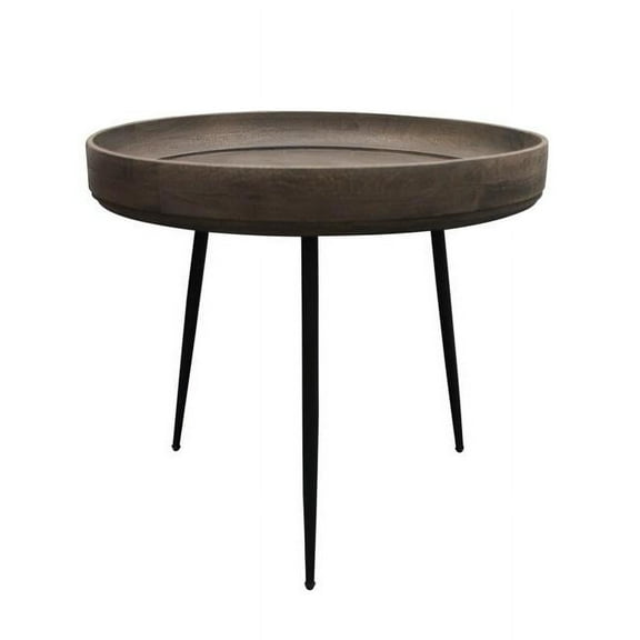 Benedict Jay Solid Wood Round Side Table in Gray Finish