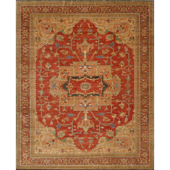 Pasargad Home Serapi Collection Hand-Knotted Wool Rust Area Rug- 5' x 7', For Indoor Space and all Age of Group