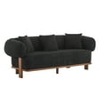 thumbnail image 4 of Christopher Knight Home Modern Minimalist 3-Seater Sofa, Rounded Arms, Solid Wood Frame, Black, 4 of 10