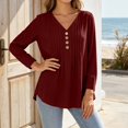 thumbnail image 4 of Vivianyo HD Women's Pleated V Neck Blouse, Tunic Shirts for Women Loose Fit Long Sleeve Top, Fall Office Casual Blouse for Daily Commute and Shopping Trips, Sizes S-2XL, 4 of 7