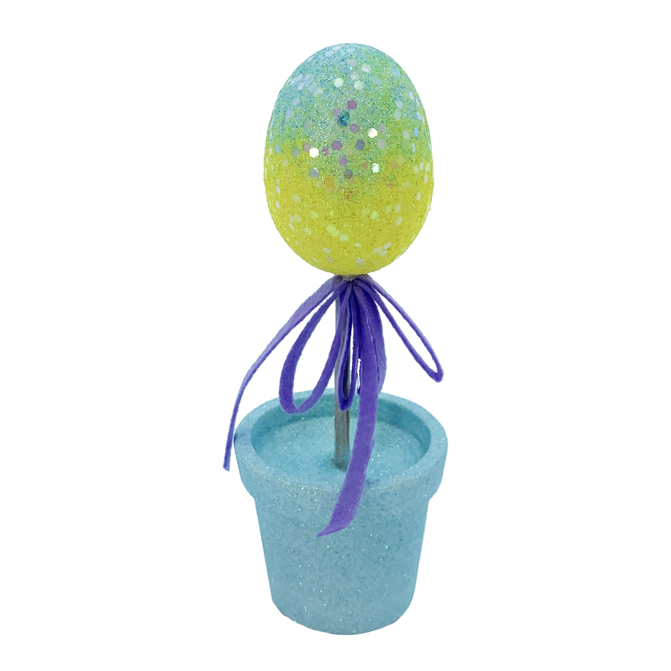 Way to Celebrate Easter Ombre Glittered Polystyrene Foam Egg In Pot 7" Decoration Assortment