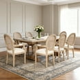 thumbnail image 6 of French Vintage Upholstered Fabric Dining Armchair Set of 2 - Beige, 6 of 9