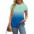 thumbnail image 6 of Annhoo Womens Tops Casual Short Sleeve Multicolor Tunic Blouse Striped Crew Neck Summer Dressy Clothes Basic T-Shirts, 6 of 8