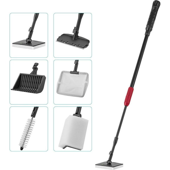 Aquarium Clean Tool 6 in 1 Fish Tank Cleaning Kit Algae Scraper Scrubber Pad Adjustable Long Handle Fish Tank Brush Cleaner Set - Home Improvement.