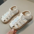 thumbnail image 6 of Ovbmpzd Toddler Sandals Girl Low Heels White Sequin Fisherman Closed Toe Sandals Summer Water Pool Beach Strappy Shoes for Little Big Kid, 6 of 9