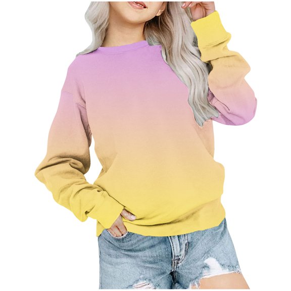 Mceream 2024 Sweatshirts for Teen Girls 10-12 Trendy Fall Shirts Size 7-8 Long Sleeve Active Graphic Tops Crewneck Oversized Long Sleeve Pullover Tie Dye Blouses School My Orders Sudaderas Para NiñAs