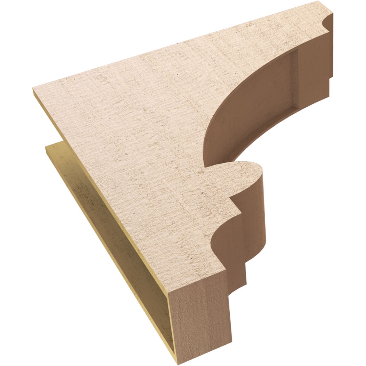 9"W x 36"D x 36"H Thin Diane Rough Cedar Woodgrain TimberThane Corbel, Primed Tan
