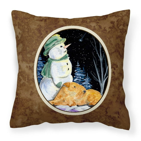 Carolines Treasures SS8555PW1414 Snowman with Lakeland Terrier Fabric Decorative Pillow, 14Hx14W, multicolor
