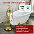 thumbnail image 4 of SUMERAIN Brushed Gold Freestanding Bathtub Faucet with Handheld Shower, High-Flow Waterfall Floor Mount Tub Filler, Solid Brass, 4 of 13