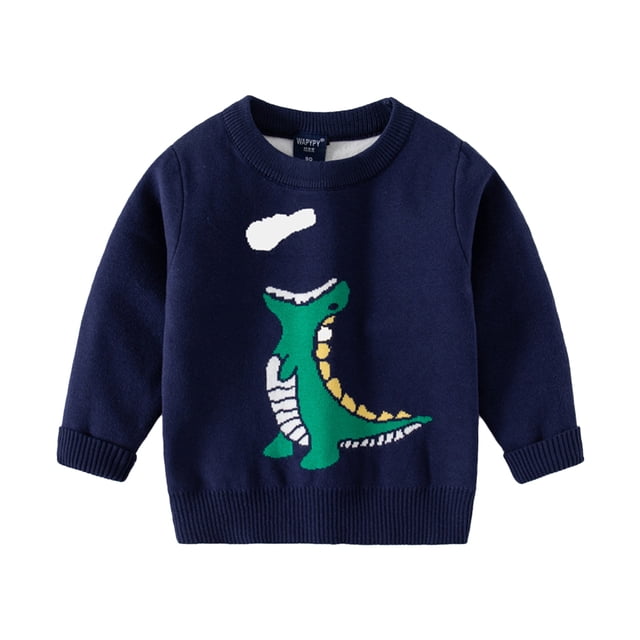 QUDDERR Chandail à Manches Longues pour Garçons Bébé Automne Hiver Motif Dessin Animé Col Rond 2-7 Ans