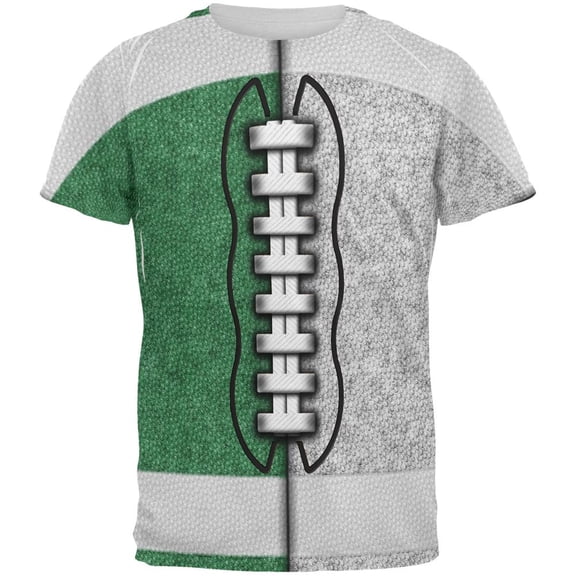 Fantasy Football Team Green and White All Over Mens T Shirt Multi SM