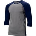 thumbnail image 2 of Extra Innings 3/4 Sleeve Baseball Shirt, Adult Medium, Grey with Navy Sleeves, 2 of 3