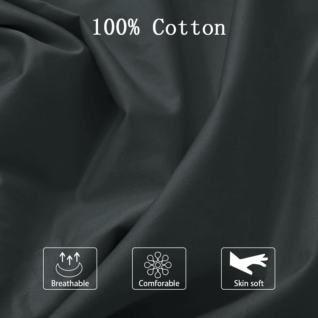 Unique Bargains 3 Pack 100% Cotton Body Pillow Cases Covers with Zipper Black 20" x 54"