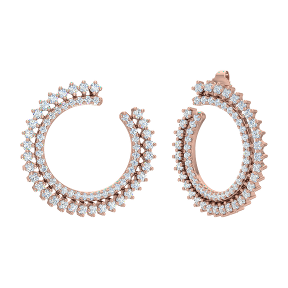 3/4 Carat Diamond Earrings in 14K Rose Gold