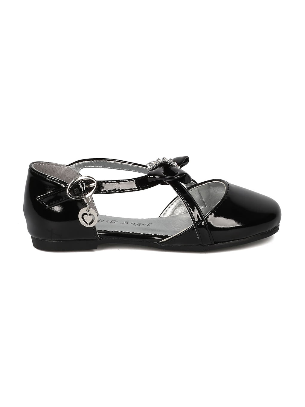 New Girl Little Angel Britt-939E Rhinestone Bow Tie Charmed Key Hole Flat