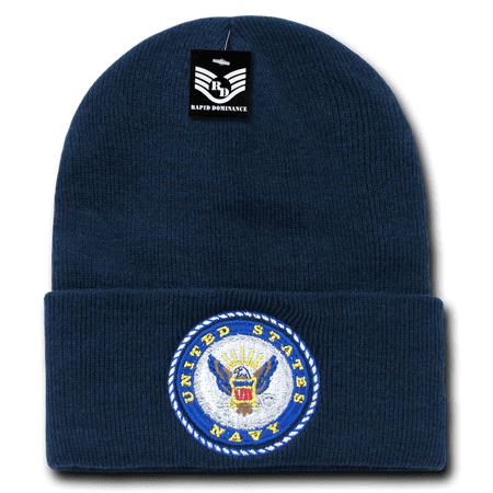 Rapid Dominance US Navy Logo - Embroidered US Military Beanies Beany For Men Women Cuffed Long Knit Caps